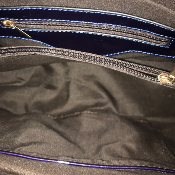 Shiny Dark Purple Handbag with Shoulder Strap - Picture 7 of 7